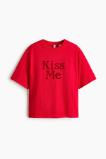 Футболка с вышивкой — Красный/Kiss Me - H&M
