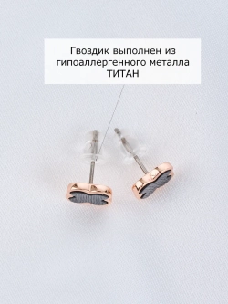 Серьги Четырехлистник с черными кристаллами