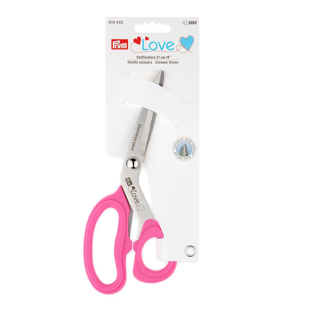 Ножницы закройные (портновские) 21 cм, Prym Love, ярко-розовый