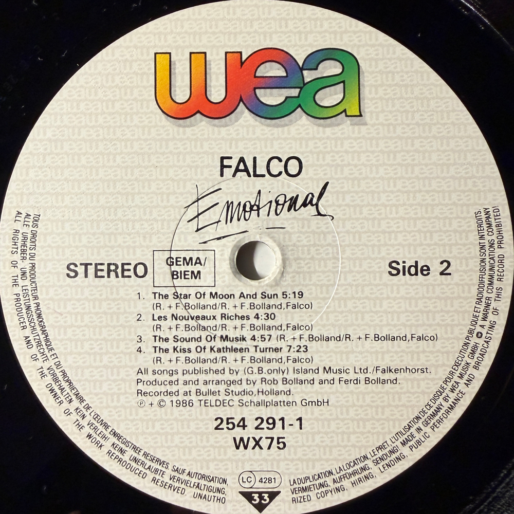 Falco ‎– Emotional (Германия 1986г.) Т