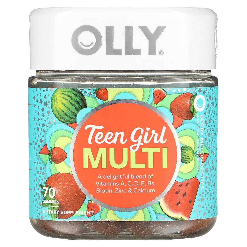 OLLY, мультивитамины для подростков, со вкусом ягод и арбуза, 70 жевательных таблеток
