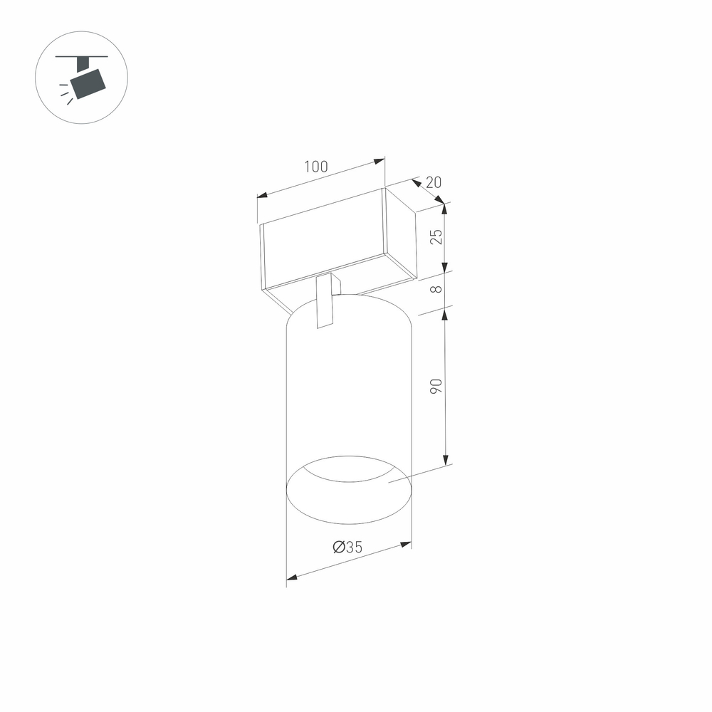 Светильник MAG-SPOT-25-R90-9W Warm3000 (BK, 30 deg, 24V) (Arlight, IP20 Металл, 3 года)