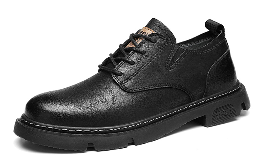 Jeep Casual Leather Shoes Men"s Low top Black