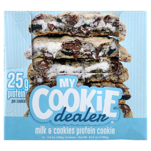 My Cookie Dealer Protein, протеиновое печенье, молоко и печенье, 12 шт. по 108 г (3,8 унции)
