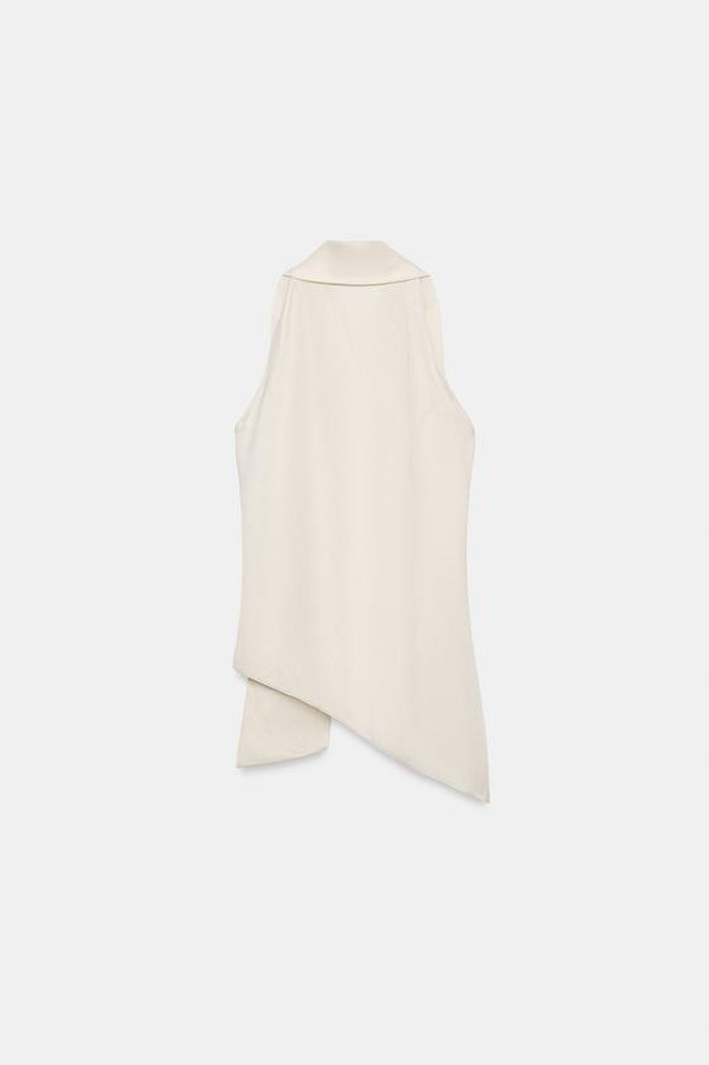 ZARA АСИММЕТРИЧНЫЙ ТОП С ЗАВЯЗКАМИ — ZW COLLECTION, ЭКРЮ