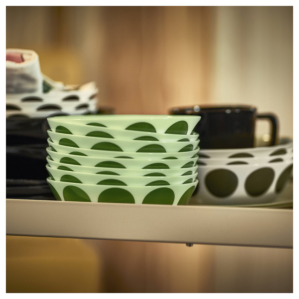 IKEA OFTAST  (ИКЕА ОФТАСТ)  -  Миска - светло-зелёный зелёный/узор в горошек 15 см