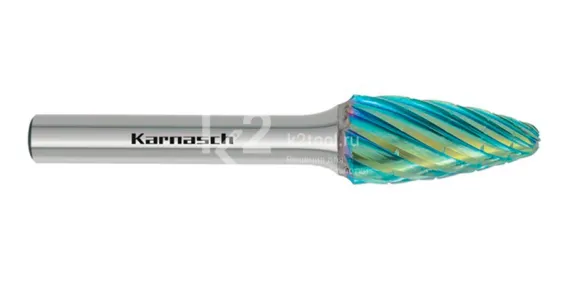 Борфреза твердосплавная Karnasch форма F, 6х18х6х50 мм, насечка HP-3 PRO, покрытие Green-Tec, арт. 11.6095-010