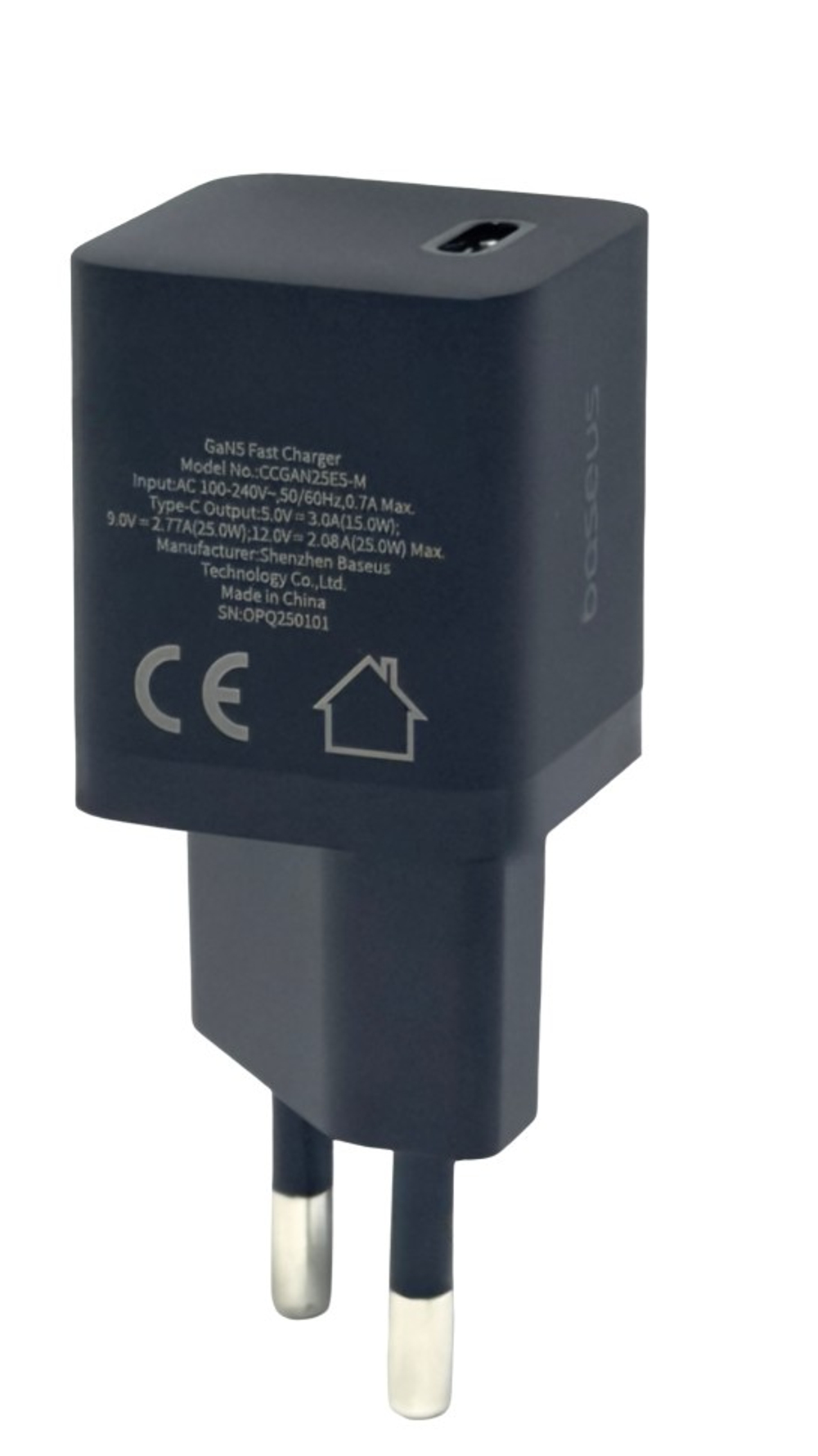 Сетевое зар. устр. Baseus GaN5 Mini 1C кабель Type-C на Type-C 25W P10110909113-01 черное