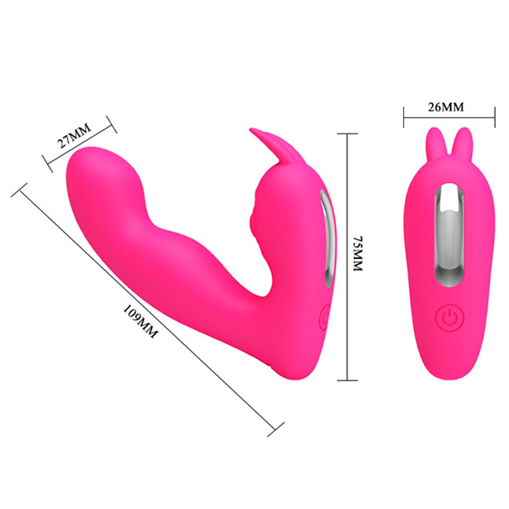 Розовый вибростимулятор с клиторальным отростком Pretty Love Josephine BI-014843W-1