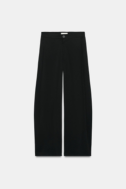 ZARA БРЮКИ BARREL СО СКЛАДКАМИ, ЧЕРНЫЙ