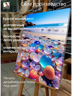 Картина "Сияние на берегу", для интерьера 50х70см 1шт., на деревянном подрамнике