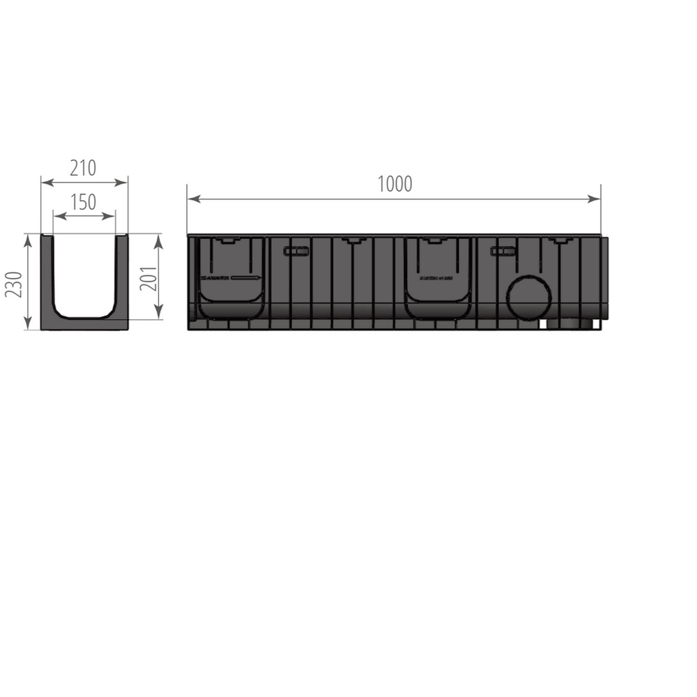 Лоток ЛВП Norma DN150 H230 C250 1000*210*230 (11523)