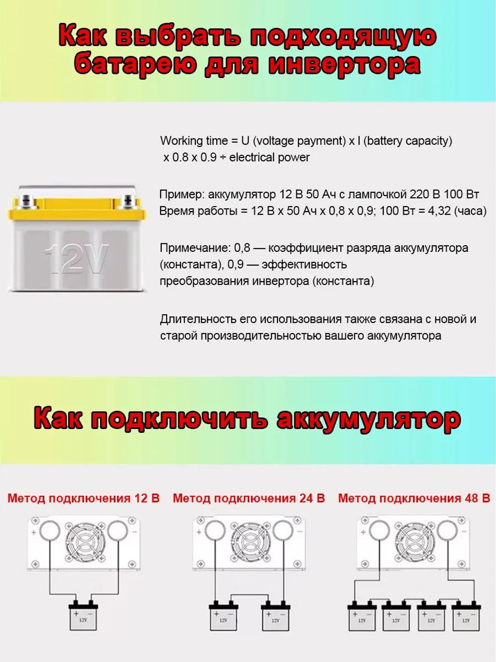 Инвертор 12V-220V 3000W черный RDDSPON чистый синус