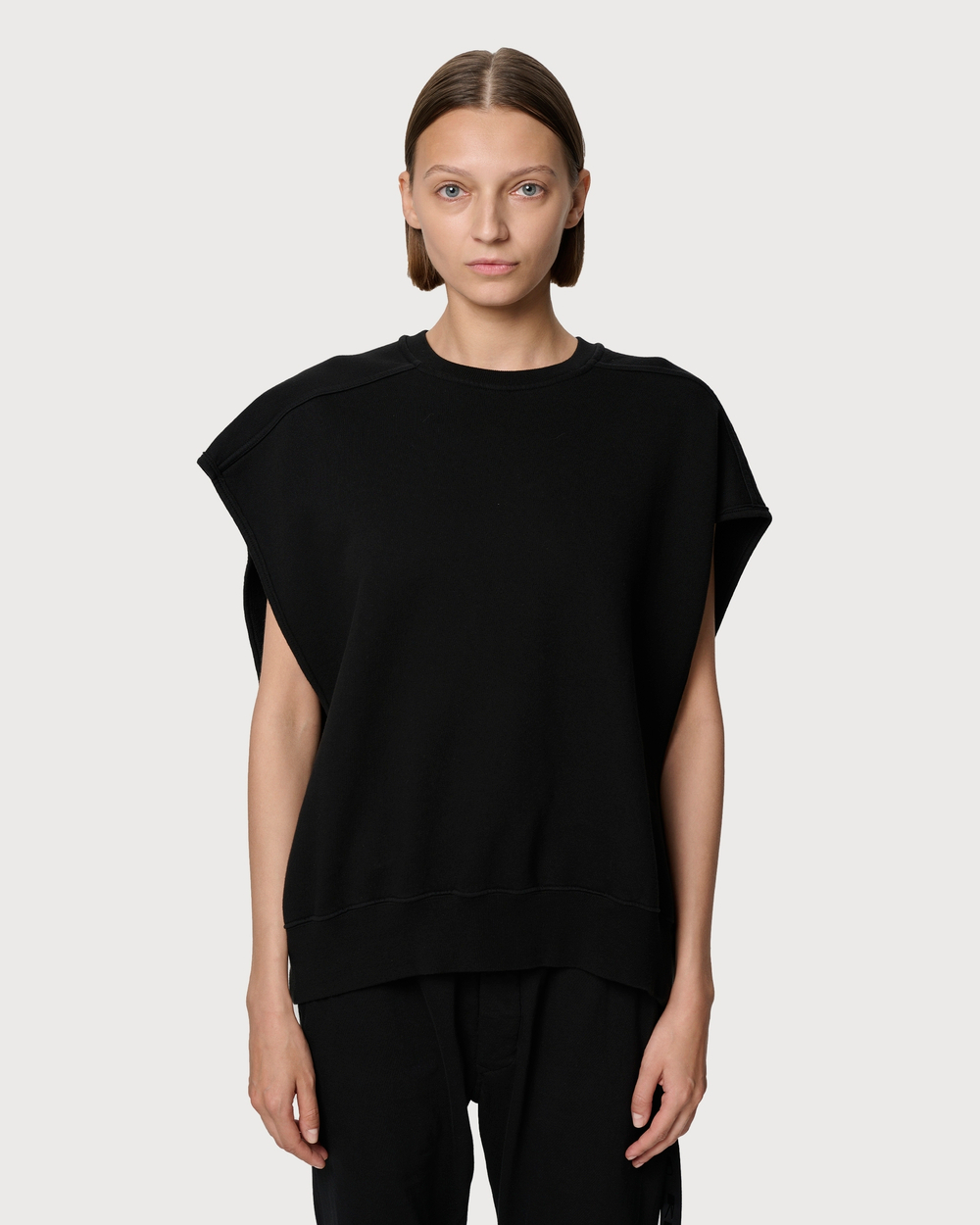 RICK OWENS DRKSHDW СВИТШОТ БЕЗ РУКАВОВ ЧЕРНЫЙ ЖЕНСКИЙ HOLLYWOOD JUMBO TATLIN