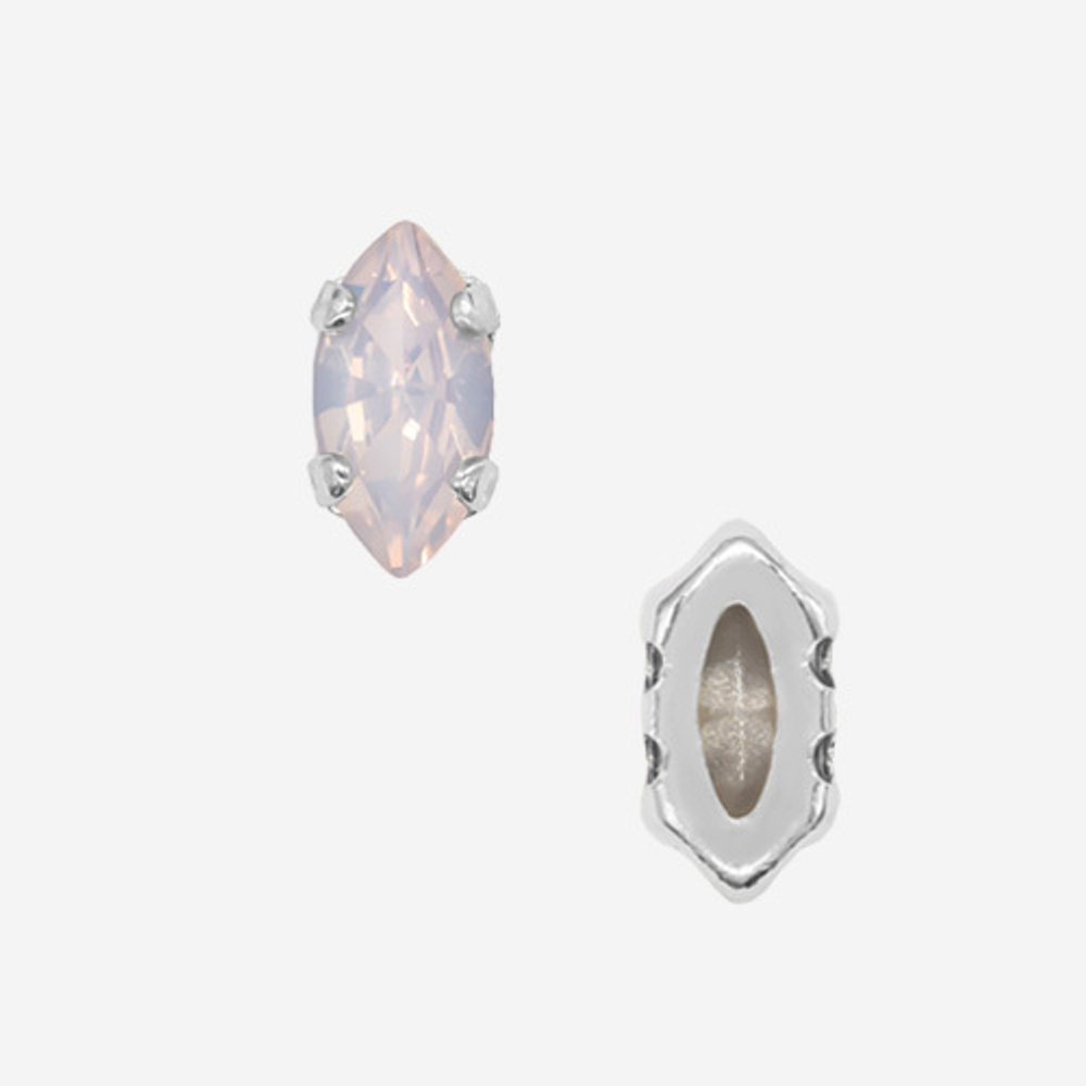 Кристалл Маркиз (Marquise Fancy Stone) в цапах, оттенок "Розовый Опал"/"Rose Water Opal", 6*3мм, родирование