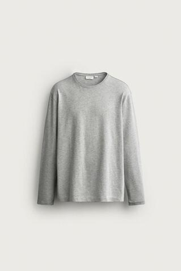 ZARA ФУТБОЛКА С ДЛИННЫМИ РУКАВАМИ SUPIMA®, СЕРЫЙ МЕЛАНЖ