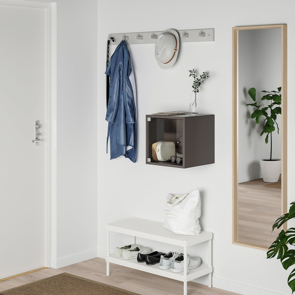 IKEA EKET  (ИКЕА ЕКЕТ)  -  Шкаф настенный со стеклянной дверцей - тёмно-серый 35x35x35 см