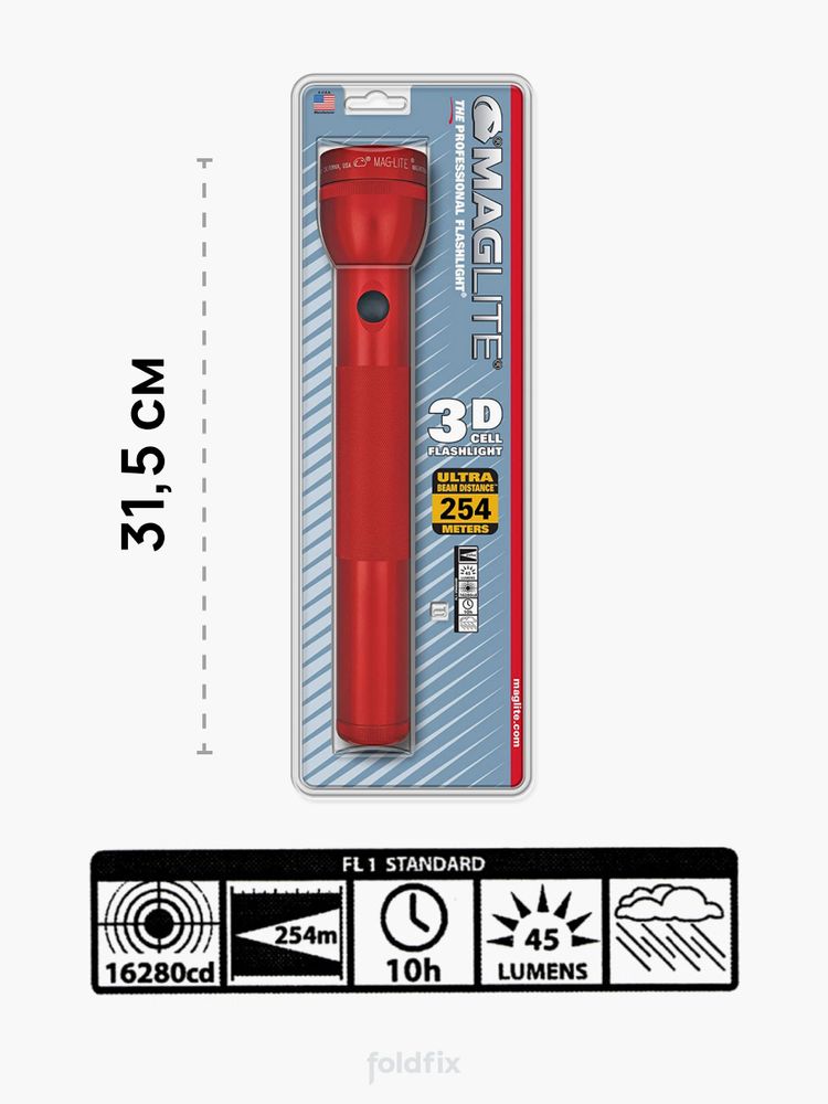 Ручной фонарь Maglite 3D 036 красный в блистере (31,5 см)