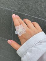 Кольцо Цветок с фактурными лепестками, витраль