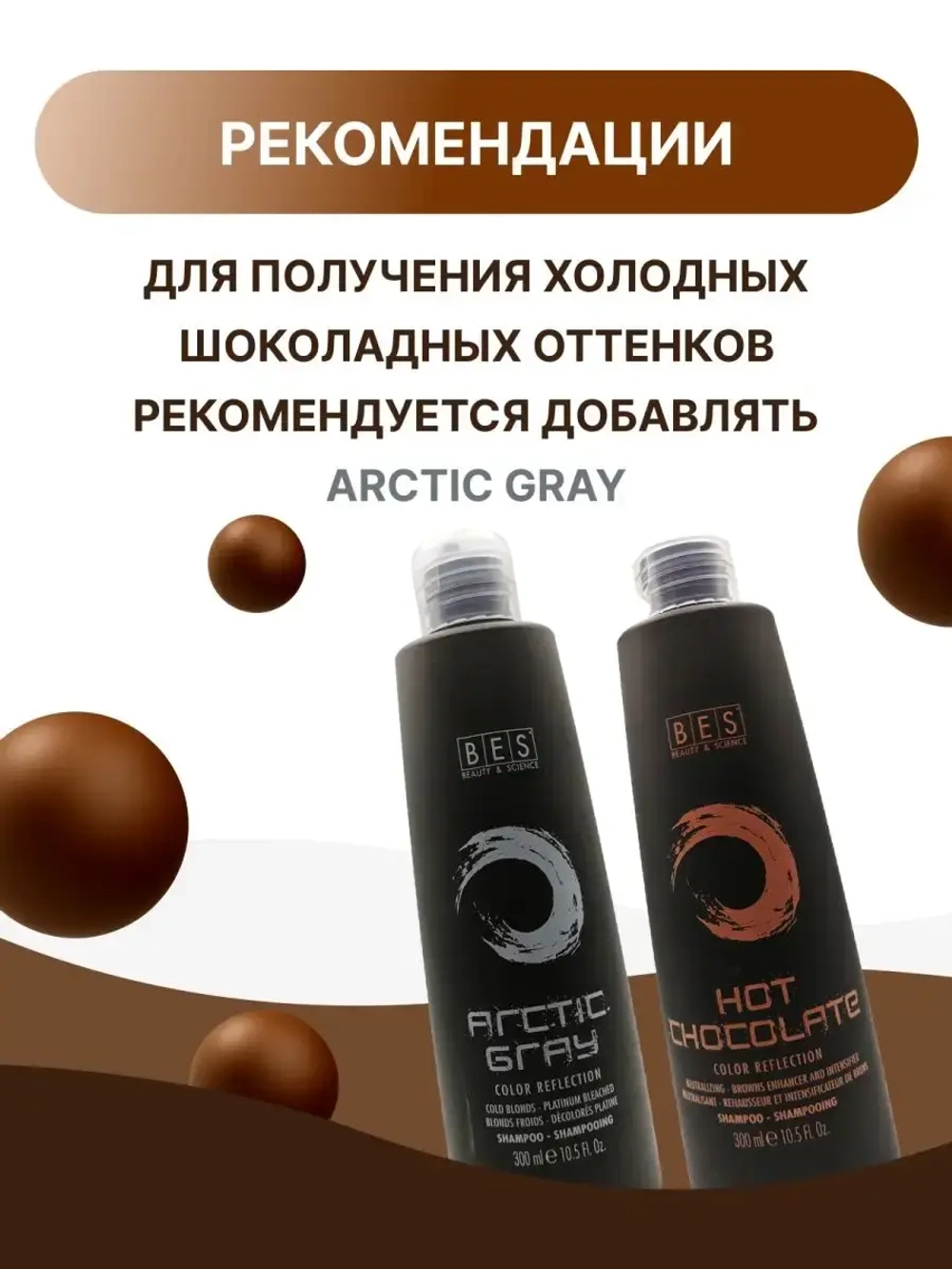 Оттеночный шампунь для коричневых волос «Hot Chocolate» Color Reflection, BES