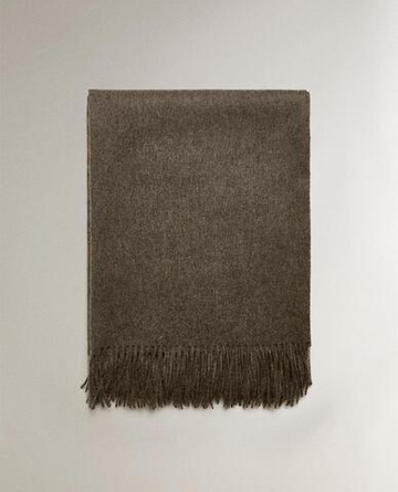 ZARA HOME ПЛЕД ИЗ ШЕРСТИ И КАШЕМИРА, СЕРЫЙ