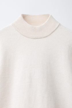 ZARA ТРИКОТАЖНЫЙ СВИТЕР С ВОРОТНИКОМ-СТОЙКОЙ, ЭКРЮ