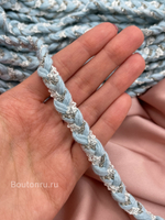 Тесьма косичка нежно-голубая с серебристой цепью