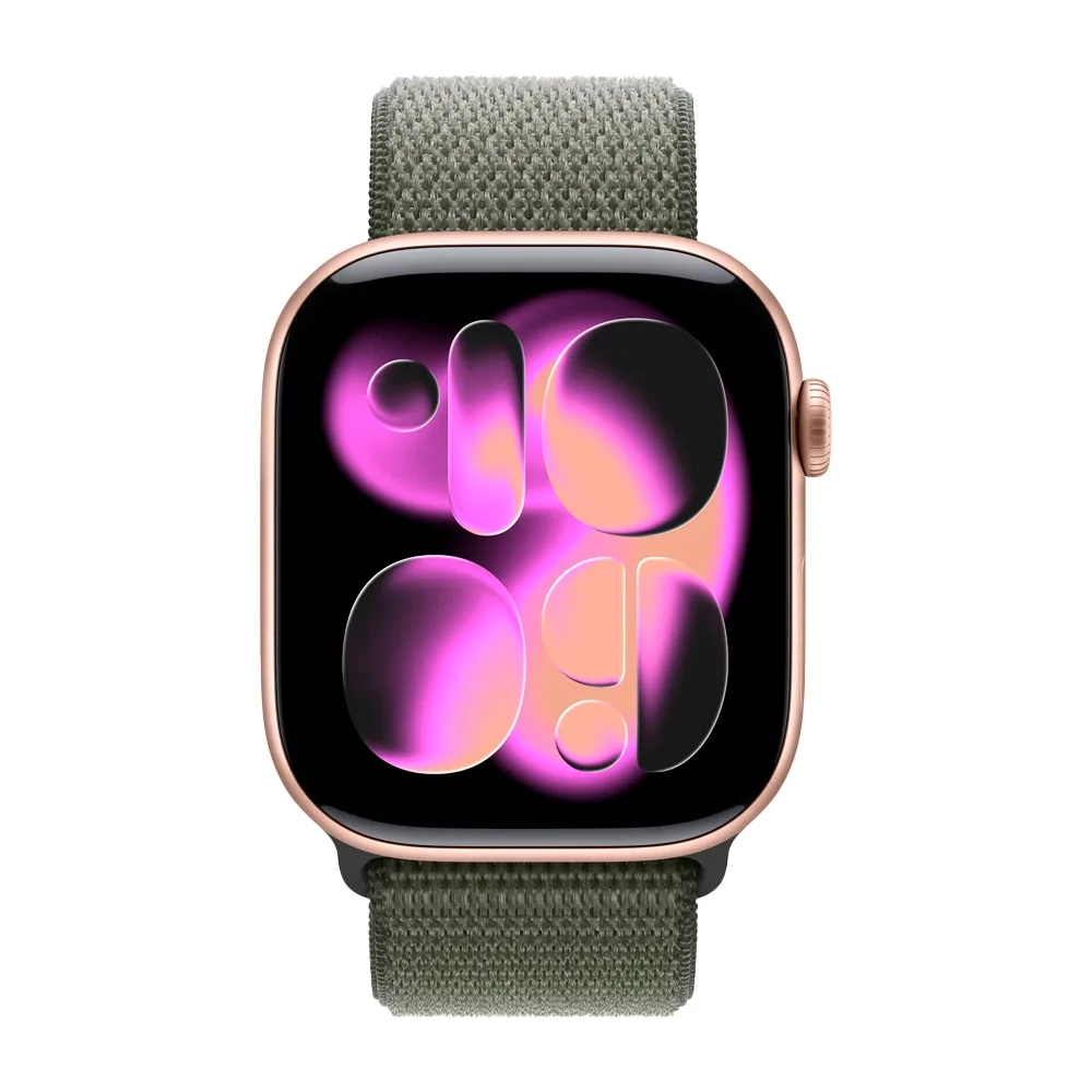 Умные часы Apple Watch Series 11 GPS, 46mm, Rose Gold Aluminium Case with Forest Sport Loop