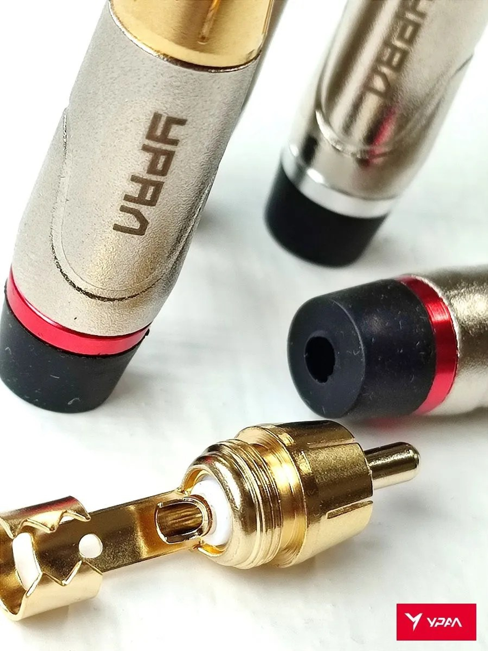 Разъем УРАЛ КНС RCA СФ штекер тюльпан металл ( комплект 4шт )