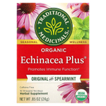 Traditional Medicinals, органическая эхинацея Plus®, оригинальная с мятой, без кофеина, 16 чайных пакетиков, 24 г (0,85 унции)
