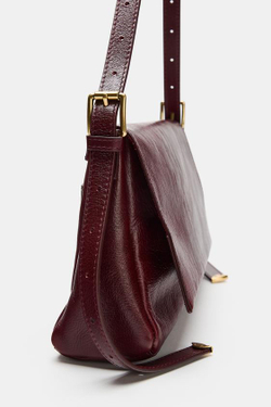 ZARA КОЖАНАЯ СУМКА С КЛАПАНОМ, КРАСНЫЙ