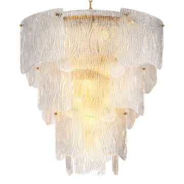 Eichholtz Chandelier Asinara L, Antique Brass Finish / Textured Glass