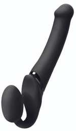 Черный безремневой вибрострапон Silicone Bendable Strap-On - size XL (Цвет: черный)
