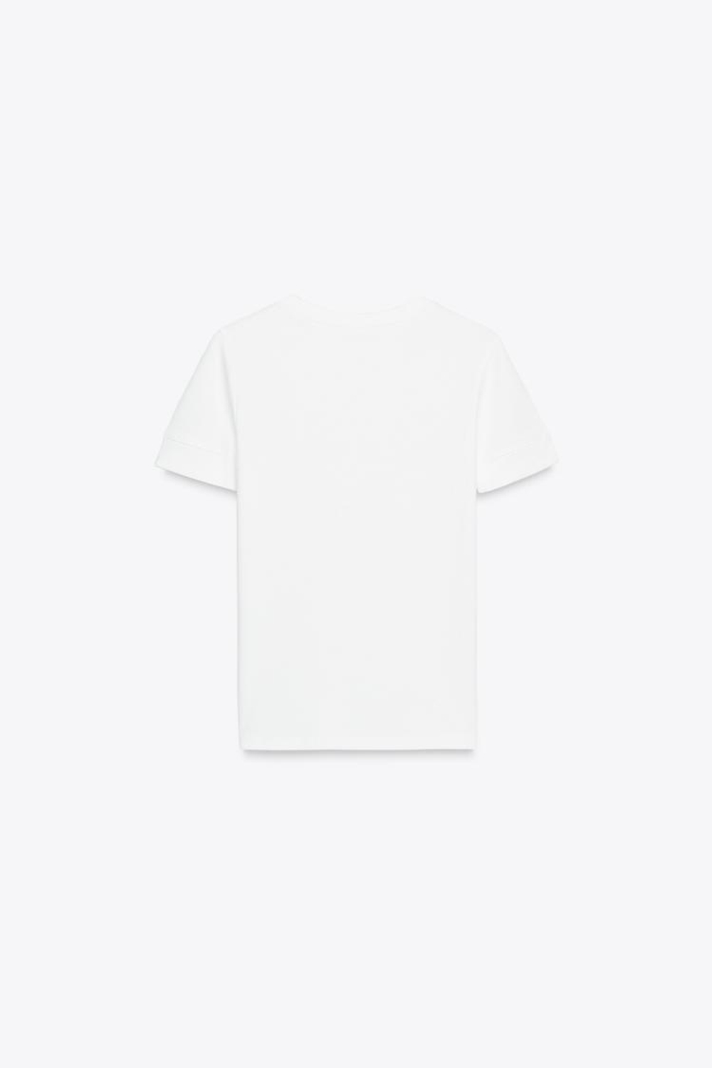 ZARA МИНИМАЛИСТИЧНАЯ ФУТБОЛКА С КОРОТКИМИ РУКАВАМИ, ЖЕЛТОВАТО-БЕЛЫЙ