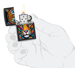 Зажигалка ZIPPO Tiger Stripes Design с покрытием Black Matte, латунь/сталь, черная, 38x13x57 мм, шт