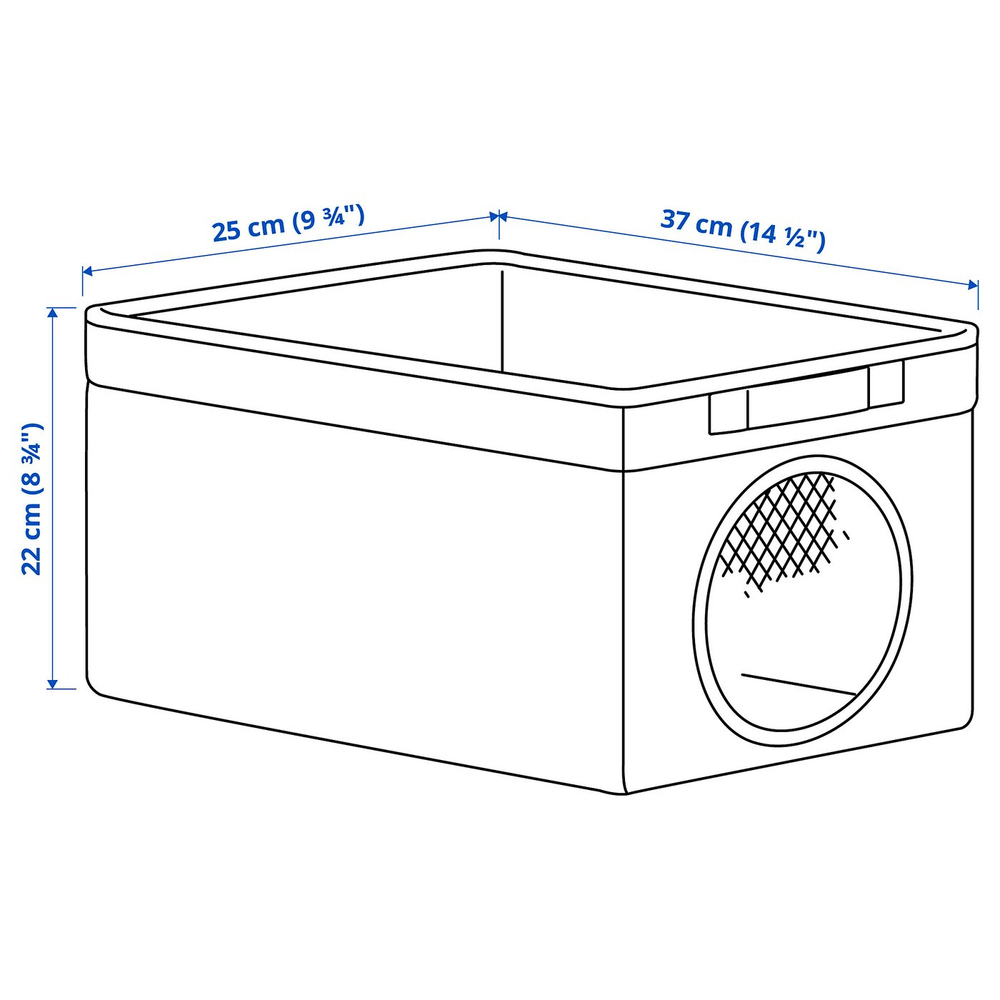 IKEA LEN  (ИКЕА ЛЕН)  -  Коробка для хранения - серая/белая в горошек 25x37x22 см