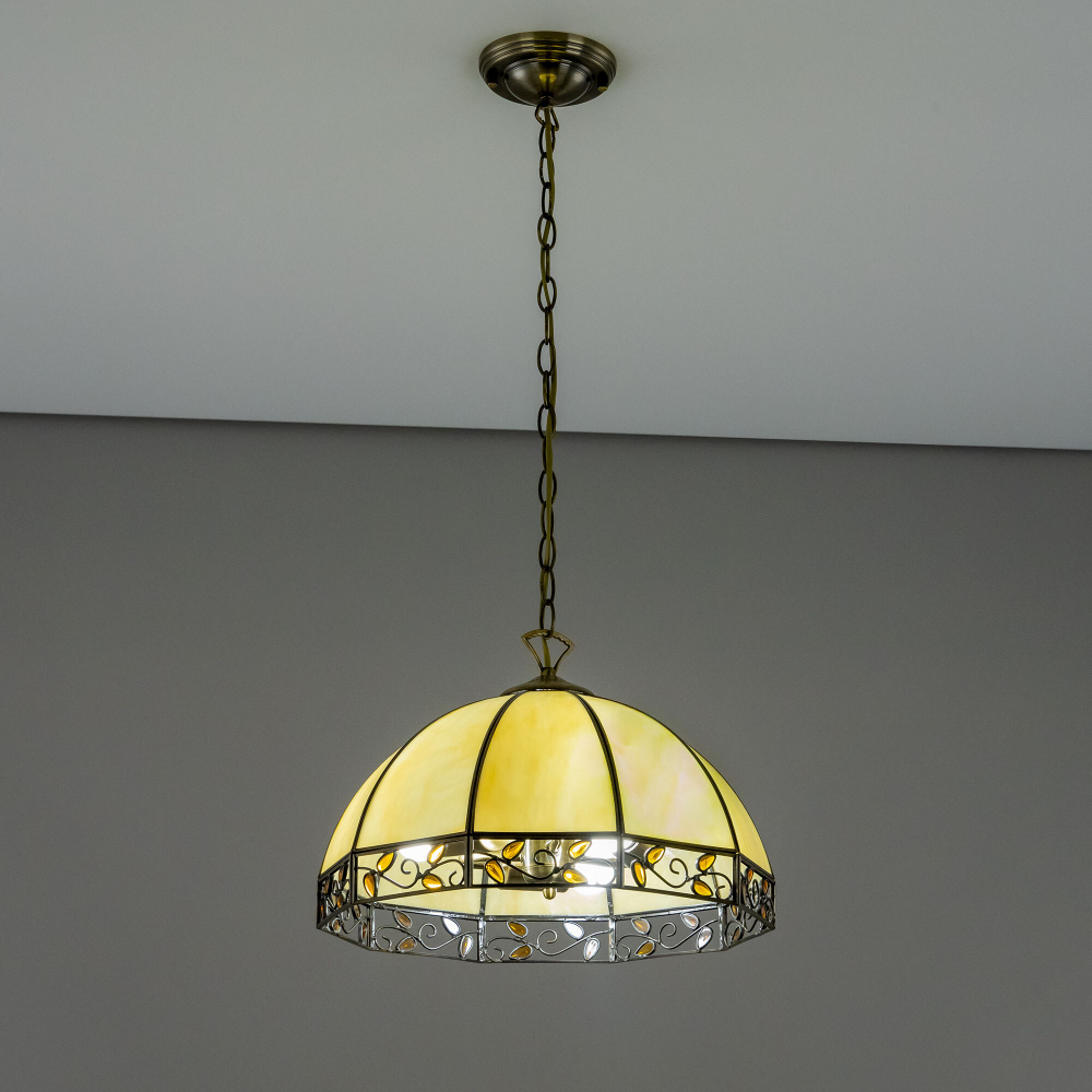 Citilux Шербург-2 CL440231 Люстра витражная подвесная Бронза