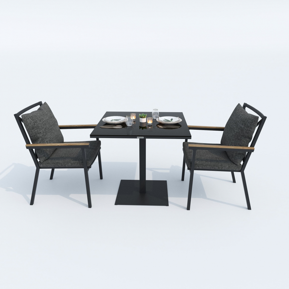 Стол обеденный Ideal Patio КАНА алюминий, стекло 80x80 см (1 ножка) резервный дубль