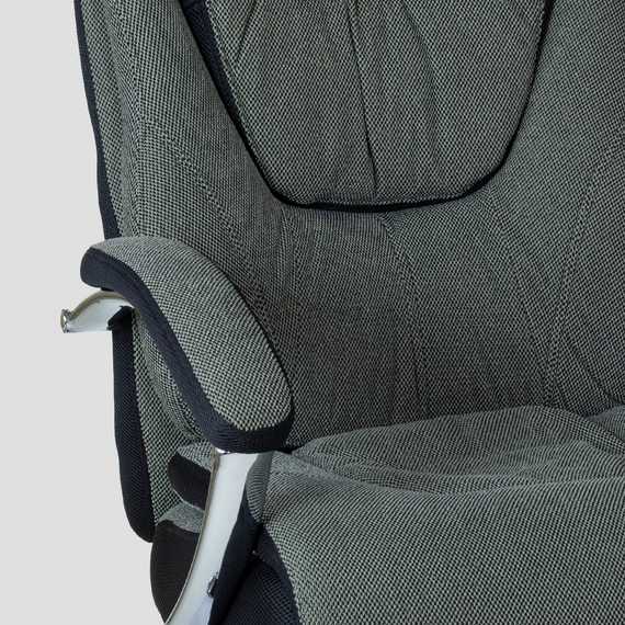 Кресло Barneo K-305 BIG SIZE XXL для руководителя серая ткань, газлифт 3кл