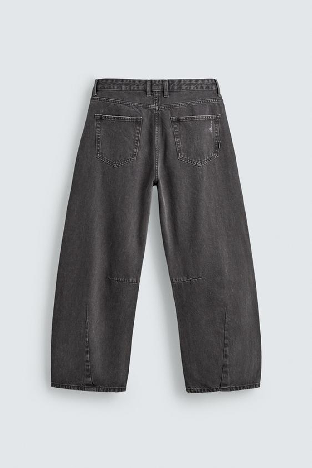 ZARA БРЮКИ BARREL FIT С ЭФФЕКТОМ ПОТЕРТОСТИ, ТЕМНО-СЕРЫЙ
