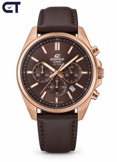 CASIO EFV-650CL-5AVUDF EDIFICE мужские наручные часы — мужская модель на кожаном ремешке с коричневым циферблатом