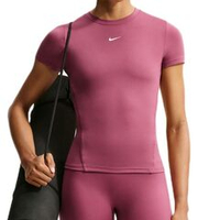 Женская футболка Nike One Fitted Short Sleeve — pink smoke/white