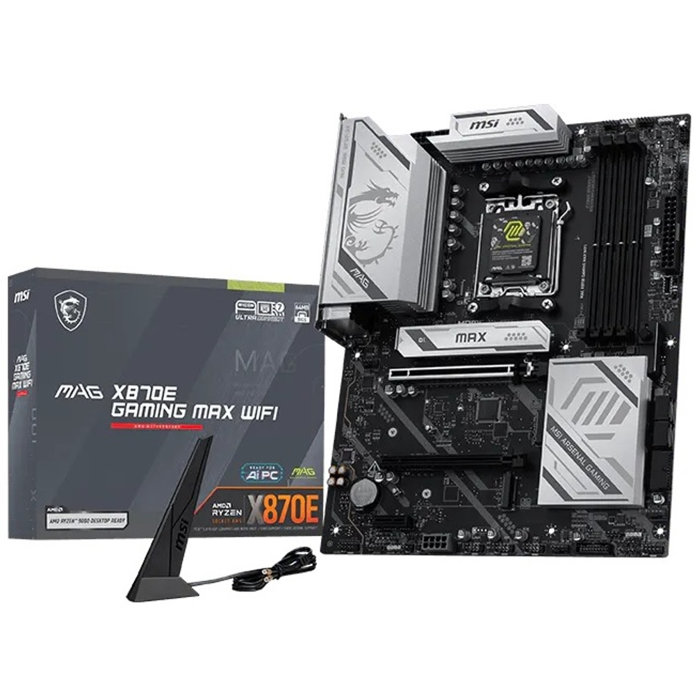 Материнская плата MSI MAG X870E GAMING MAX WIFI (AM5/AMD X870E/4xDDR5/2xPCI-Ex16/3xM.2/SB/Wi-Fi/BT/GLAN/HDMI/ATX)