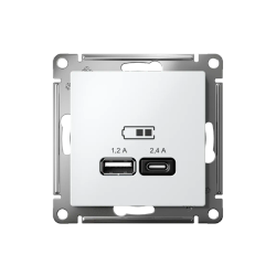 ATLASDESIGN USB РОЗЕТКА А+С, 5В/2,4А, 2х5В/1,2А, механизм, ЛОТОС