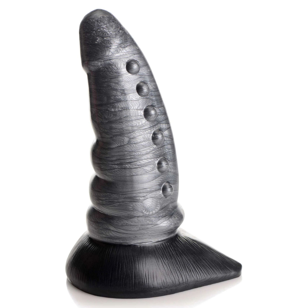 Серый фантазийный фаллоимитатор Beastly Tapered Bumpy Silicone Dildo - 21 см. (Цвет: серый)
