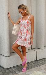 Платье из льна и хлопка в цветочный принт