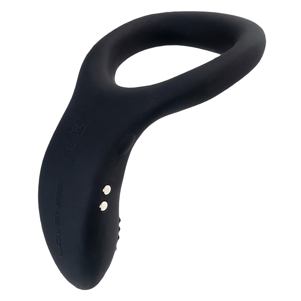 Черное эрекционное виброкольцо с управлением через приложение Lovense Diamo Vibrating Cock Ring Black