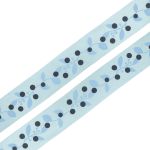 Лента атласная с рисунком 45.0 мм / 3 метра, Ягодная ветвь (голубой), Globus