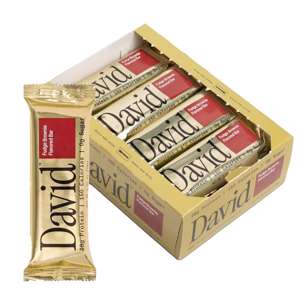 David Protein , Protein Bar, Fudge Brownie, 12 Bars, 2.19 oz (62 g) Each