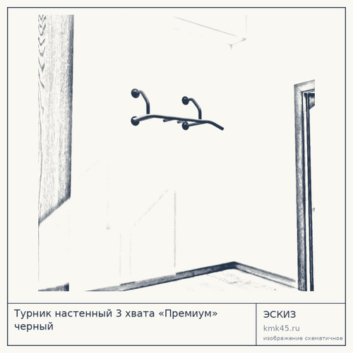 Турник настенный 3 хвата «Премиум» черный